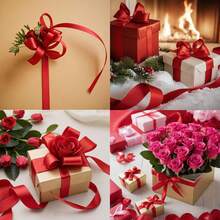 1 Rollo de Cinta de Satén de Poliéster para Cajas de Regalo, Cajas de Dulces, Decoración de Flores, Material DIY para Rosas Hechas a Mano, Cinta para Envolver Regalos de Vacaciones (Teñido a Máquina, Ligera Diferencia de Color) - Rojo - Ver 6