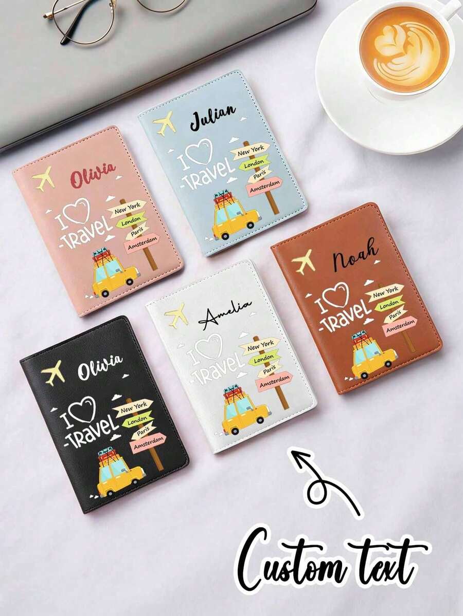 Custom Made Passport Cover,Custom Name Passport Holder And Luggage Tag Set, Personalized Leather Passport Cover, Travel Accessories - Multicolor - View 1