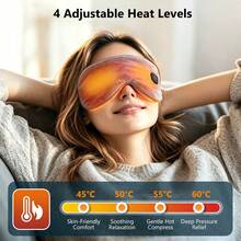 Hailicare Rechargeable Heated Eye Mask, 4-Level Smart Temperature Control, Ultra-Soft Flannel Light-Blocking Eye Mask, Washable Outer Cover, Relieves Eye Fatigue, Lightweight And Portable, Essential For Office, Travel And Home - Multicolor - View 3