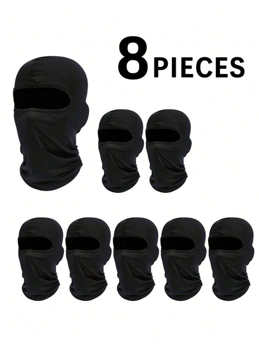 Multi-Pack Unisex Solid Color Balaclava Headwear Single-Hole Full Face Mask, Suitable For Daily Outings, Outdoor Activities And More - Multicolor - View 1