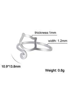 LIKGREAT 1pc Minimalist Cute Cat Ring, Adjustable Stainless Steel Animal Finger Ring For Women And Girls, Jewelry Gift - Simple Series - View 15