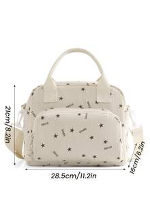 1pc Portable Cherry Pattern Corduroy Insulated Lunch Bag / Large Capacity Insulated Lunch Bag (With Adjustable Shoulder Strap) Waterproof Cold/Heat Retention Bento Bag, Suitable For Work, School, Picnic And Outdoor Camping Back To School Use - Multicolor - View 15