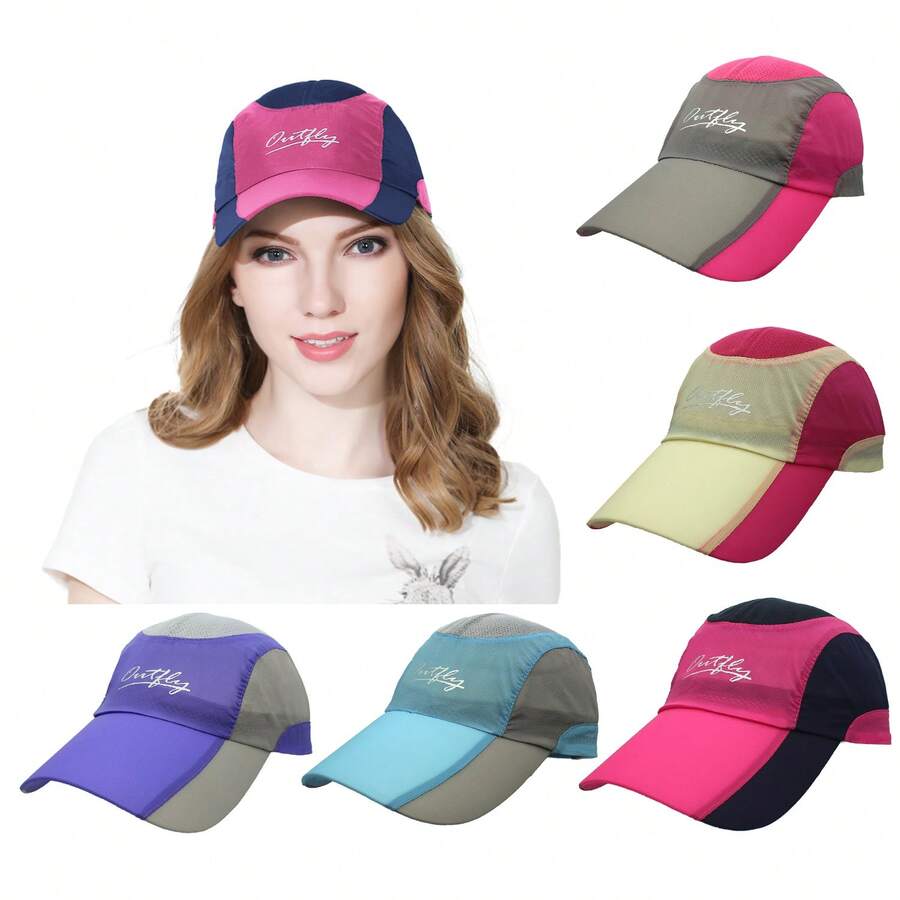 Outfly Colorblock Quick-Dry Sports Cap, Lightweight Breathable Fabric, Night Reflective Logo Design, Outdoor Sport Travel Fishing Golf - Multicolor - View 1