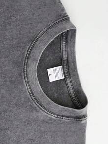 Lot de 1 t-shirt pour homme en pur coton, lavé, avec imprimé fin, idéal pour les activités de loisirs estivales - Gris pâle - Voir 6