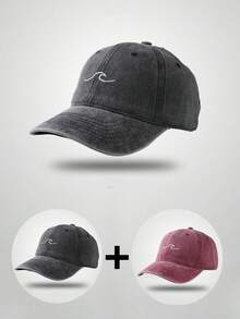 New Vintage Distressed Wavy Pattern Embroidery Baseball Cap, Casual Wave Design Sun Hat For Students And Couples - Multicolor - View 26