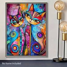 Colorful Abstract Cat Canvas Art Print, 12x16" - Frameless Modern Wall Decor For Living Room, Bedroom, Office, And Bar - A - View 4
