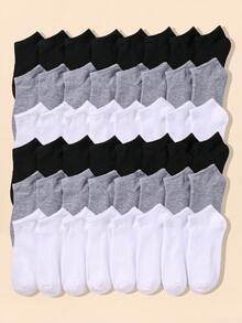 30雙兒童短襪 1-16歲 素色低筒襪 黑白灰中性色 大小童男女孩適用 校園休閒襪 - 彩色 - 查看 3