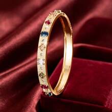 1pc Minimalist Geometric Square & Oval Combination Design Cubic Zirconia Inlaid Women's Bracelet - Multicolor - View 10