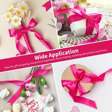 1 Rollo de Cinta de Satén de Poliéster para Cajas de Regalo, Cajas de Caramelos, Decoración Floral, Material DIY de Rosas Hechas a Mano, Cinta para Envolver Regalos de Vacaciones (Teñida a Máquina, Ligera Diferencia de Color) - rosa roja - Ver 6