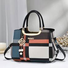 Women's Bag Set, Personalized Shoulder Bag, Crossbody Bag For Shopping And Travel, Tote Bag For Work And Commute (Random Fabric Pattern Cut) - Black - View 6