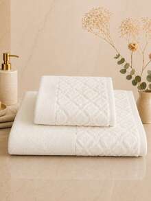 Diamond Pattern Jacquard Shawl Collar Bathrobe - S/M - L/XL - Made In Turkey - Champagne - View 2