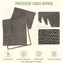 1pc Grey And White Textured Print Table Runner, Minimalist Style Polyester Long Strip Waterproof Oil-Resistant Easy To Clean Tablecloth, Suitable For Dining Room, Kitchen, Home Decor, All Seasons, Due To Lighting, Display And Other Reasons, There May Be Slight Color Difference Between The Actual Product And The Image - Grey - View 8