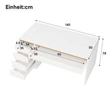 Desk 140x50 Cm With 5 Drawers, White/Oak Effect, Modern Computer Desk With Extra-Large Work Surface, Dressing Table With Storage, Desk For Remote Work, Bedroom And Office - A - View 11