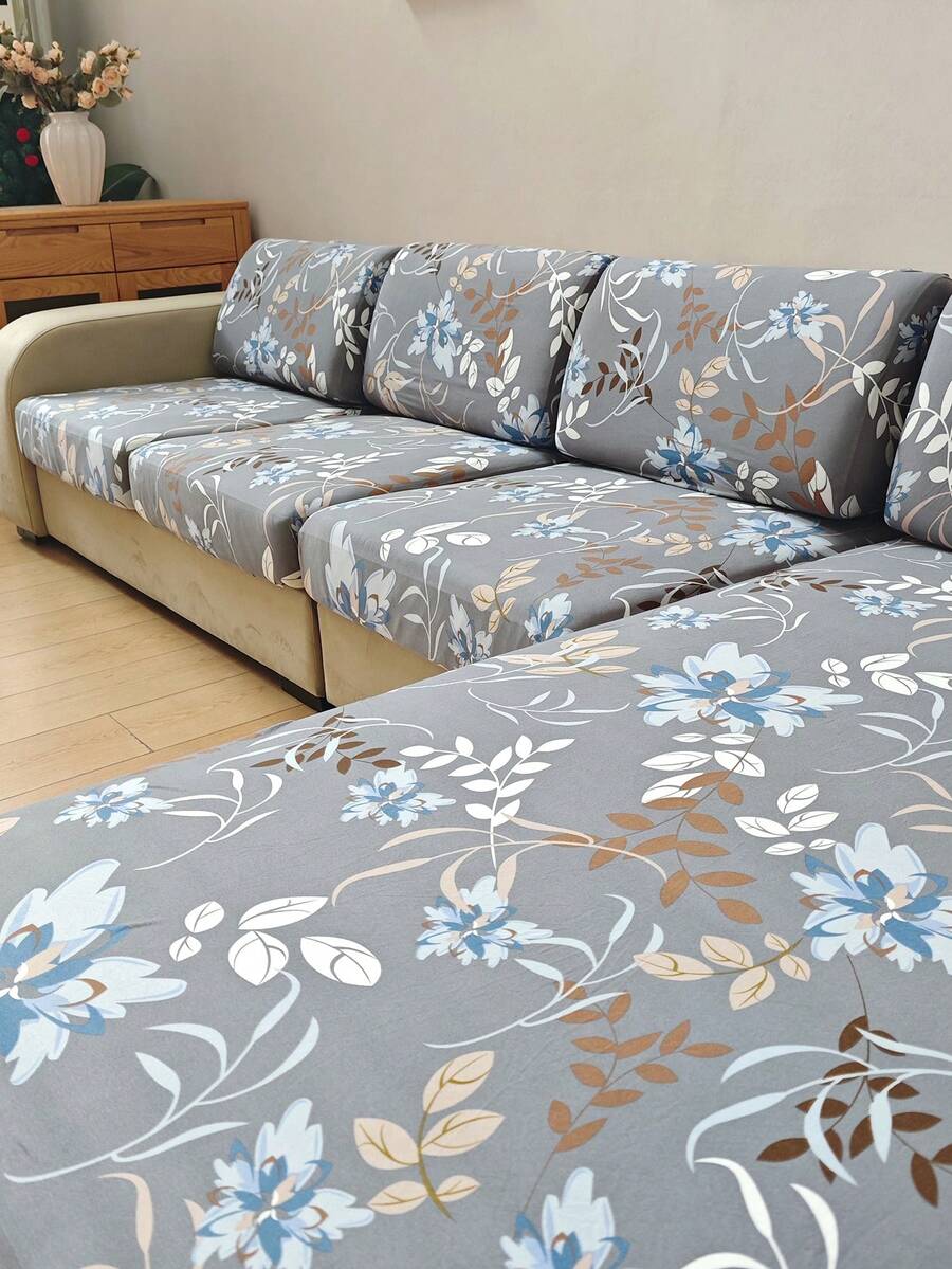 1pc Bohemian Style Printed Sofa Cushion Cover, High Elasticity Stretch Sofa Cushion Cover For Living Room, Furniture Protector