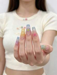 Colorful Hollow Five-Pointed Star Nail Art Decor, Versatile 3D Star Resin Rhinestone Nail DIY - Multicolor - View 5