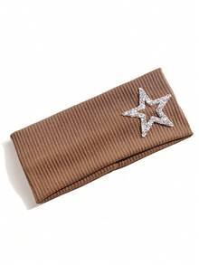 1pc Women's Rhinestone Pentagram Ribbed Solid Color Casual Outdoor Headband, Fashionable Versatile Daily Street Hair Accessory - Multicolor - View 12