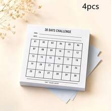 1/4pcs Minimalist 30-Day Challenge Habit Tracker Sticky Notes,Suitable For Square Adhesive Note Sheets For Office School Planner Journal, Simulation Exercise Book Design Notepads, Office Stationery Supplies, Student Daily To Do List Note Paper - one-size - View 8