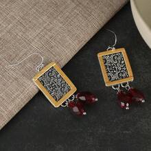 Women's Elegant Dual-Tone Scroll Pattern Earrings, Vintage Design Exudes Graceful Elegant - Silver - View 5