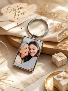 Personalized Square Metal Keychain Custom Photo Insert Keyring Anniversary Birthday Gift For Her Him Couple Best Friend Pet Memorial - Multicolor - View 10