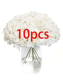 10/20pcs  Artificial Hydrangeas With Stems, Perfect For Home, Wedding, Party Decorations, DIY Floral Arrangements, Gifts For Women, Home Decor, Back-To-School Decorations, And Autumn Decor - White - View 12