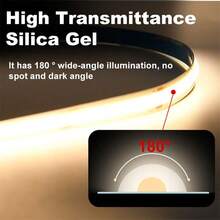 5/3/2/1m COB High Brightness Flexible LED Strip Light, USB Plug-In Power, Button Switch Control, Ultra-Thin Decorative Light Bar, Suitable For Cabinets, Mirrors, Ceilings, Kitchens, Bedrooms And Offices, Wall Decoration Fill Light And Backlight Multi-Scene Lighting - LED Strip - View 4
