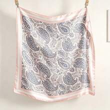 1 pieza Pañuelo cuadrado con estampado paisley para mujer, tacto suave y delicado similar a la seda, chal versátil para uso diario & viajes de vacaciones, 43 pulgadas - Verde - Ver 6