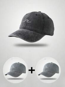 New Vintage Distressed Wavy Pattern Embroidery Baseball Cap, Casual Wave Design Sun Hat For Students And Couples - Multicolor - View 31