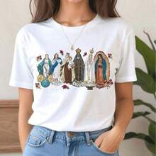 Camiseta Estampa SANTAS VIRGEM MARIA, CATÓLICA, CRISTÃ GOSPEL RELIGIOSA MISSA Blusa Algodão - Branco - Visão 6