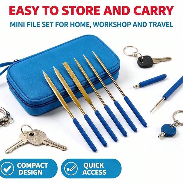 4pcs Assorted Mini Needle File Set, Titanium Plated Small Hand Files, Non-Slip Soft Grip Handles, Precision Polishing Tool For Metal, Wood, Plastic, Jewelry, Model, Hobby DIY Work
