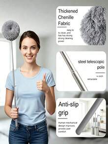 1pc Extendable Microfiber Ceiling Fan Duster, Washable And Reusable Dusting Tool, Multi-Functional Home Cleaning Tool, Suitable For High Ceilings, Furniture, Car Interior, Cleaning Supplies, Home Goods, Car Accessories, Household Cleaning Supplies - A - View 5