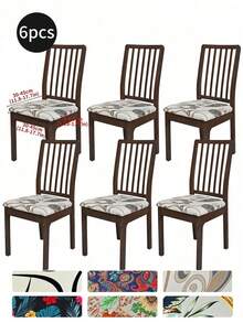 Waterproof Stretch Printed Dining Chair Slipcover, Machine Washable Removable Elastic Cover With Drawstring, Universal Milk Fiber Furniture Protector, Stain Resistant Anti-Scratch For Kitchen, Office & Pet Friendly Homes - Multicolor - View 19