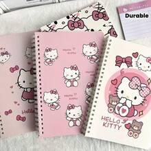 SANRIO Hello Kitty Pink Heart A7 Spiral Notebook, Random Pattern, (4pcs/Set) With Cute Cartoon Pattern And Bow Decoration, Thick Lined Paper Inside, Durable Hardcover Design, Suitable For Study, Office Or Journaling. Randomly Delivered In Different Colors And Styles, Fun Design, Spiral Binding. - A - View 6