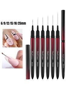 Professional Black Red Ombre Nail Art Liner Brushes Set French Stripe Line Painting Drawing Pen Kit For Gel Polish - Black - View 9