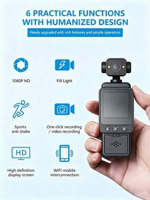 DV01 Single-Axis Gimbal Action Camera, 1080P Pocket Video Recorder With LED Fill Light, WiFi Connectivity, Wearable Clip-On Action Camera - View 2