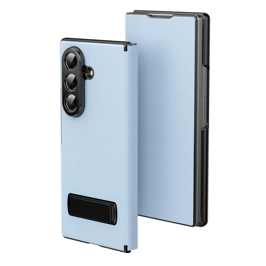 VIETAO 多角度支架磁吸翻蓋折疊保護殼,適用 Galaxy Z Fold 8 Ultra 7 6 5 4,高級奢華商務人造皮革全機身轉軸保護薄型保護殼 - 淺藍色 - 查看 1