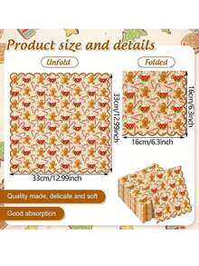 20pcs/1pc Christmas Themed Napkins, Printed With Gingerbread Man, Candy Cane And Snowflake Patterns, Wavy Edge Design, Suitable For Christmas Party Table Setting, Winter Themed Party, Christmas Dinner, Birthday Party And More - One Size Fits All - View 3