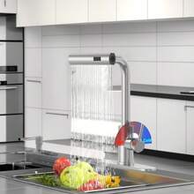 1pc Multifunctional RV Kitchen & Bathroom Faucet Replacement, 3-Way Switching Mode, Includes Water-Saving Aerator, Pressurized Extension Sprayer Nozzle, Polished Surface, Direct Drinking Water Contact, RV Kitchen Accessory | Modern Kitchen Faucet With High Arc Spout, Faucet Adapter, 3-In-1 360° Swivel Waterfall Bathroom Sink Faucet Kitchen Items Kitchen Accessories Kitchen Tools - Multicolor - View 4