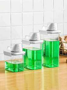1pc Sealed Laundry Detergent Container With Measuring Cup - 1100ml/1800ml/2300ml, Multi-Purpose Plastic Jar, Large Capacity Soap Plastic Bucket Container For Laundry Liquid, Powder Detergent Storage And Leak-Proof Dispensing - White - View 10