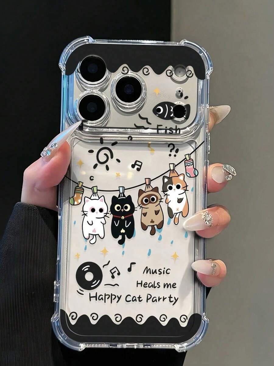 Casing Ponsel Anti Guncangan Motif Not Musik Gambar Tangan Lucu dan Ceria untuk Pesta Kucing, Pelindung Sudut Transparan Anti Jatuh, Modis untuk Musim Panas, Cocok untuk Penggunaan Sehari-hari, Kompatibel dengan iPhone 16/16 Pro/16 Plus/16 Pro Max/17/17 Pro/17 Pro Max/15/15 Pro/15 Pro Max/15 Plus/14/14 Pro/14 Pro Max/13/13 Pro/13 Pro Max/12/12 Pro/12 Pro Max/11/7/8, Hadiah Ulang Tahun, Hadiah Kembali ke Sekolah, Unisex - Clear - View 1