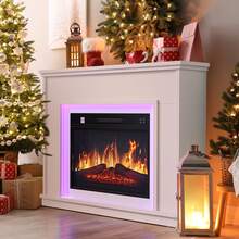 Yitahome 23 Inch Electric Fireplace Suite, Free Standing Electric Fire With Realistic Flame Effect, Timer & 16 Color LED Light Strip, 26D X 100W X 80.5H Cm - White - View 1