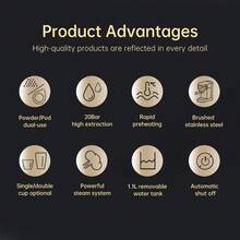 HiBREW H11 Semi-Automatic Espresso Machine 19Bar Golden Extraction 10S Pre-Infusion 1.1L Large Capacity Removable Water Tank 20S Rapid Preheating Auto Shut-Off 51mm Comfortable Portafilter Home Coffee Machine - 查看 3