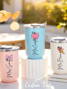 Personalized Teacher Insulated Tumbler, Customized Name Travel Mug, Stainless Steel Iced Coffee Cup - Multicolor - View 1