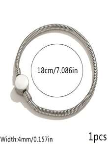 1 Pack Vintage Stainless Steel Snake Chain Bracelet For Men Women, Adjustable Clasp Fits European Beads, Waterproof Stackable Daily Jewelry Gift - Bracelet - View 10