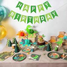 Green Happy Birthday Banner, Green Plant Theme Birthday Party Decoration Hanging Flag, Suitable For Birthday Garland, Room Hanging Decoration, Etc. - Green - View 5