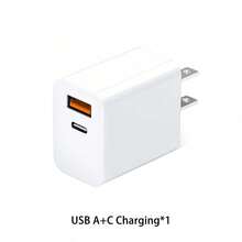 20W Dual Port Fast Charger Set, USB-A And USB-C Wall Charger Adapter, With 3.3ft USB-A To Lightning Fast Charging Cable, Compatible With IPhone All Series - White - View 3