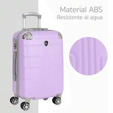 Maleta Rígida de Viaje Equipaje de Cabina con Candado de Seguriad, 4 Ruedas Giratorias Desmontables, Esquineros Antigolpes, Maleta Carry On Amplio Espacio - Púrpura malva - Ver 6