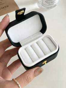 1件/2件/3件迷你便攜旅行極簡皮革珠寶收納盒,戒指項鍊耳環收納盒,展示禮品盒 - 粉色 - 查看 5