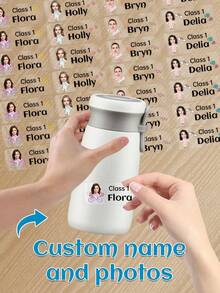 60 piezas Pegatinas transparentes personalizadas con nombre & foto - 25 estilos, Pegatinas transparentes impermeables personalizadas con etiquetas de nombre para jóvenes - Multicolor - Ver 11