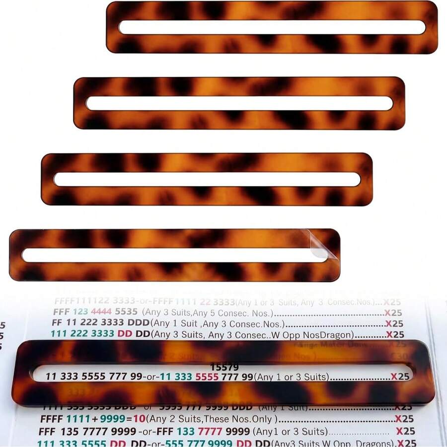 4 Pcs Tortoise Shell Mahjong Line Readers Tortoise Shell Acrylic Line Finder Guaide Mahjong Gifts For Tile Game Beginners & Experts(Brown) - A - View 1