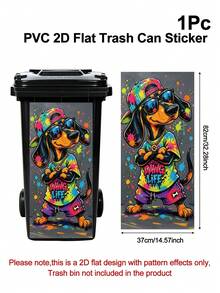 1pc Cartoon Dachshund Stickers, 37*82cm Self-Adhesive, Suitable For Plastic Surfaces, Removable, Home Decor, Applicable To Trash Cans, Walls, Bathrooms, Refrigerators, Smooth Surface, Fun Themed Decor, Cover Wall Imperfections - Dachshund - View 5
